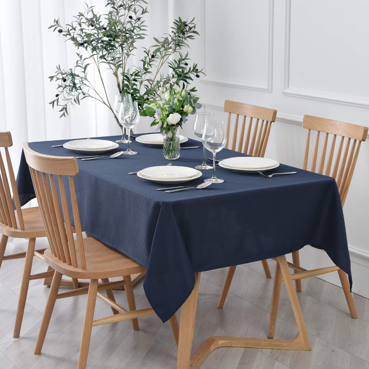maxmill Rectangle Textured Tablecloth Waterproof Spillproof Wrinkle Free Table Cloth, Kitchen Dining Tabletop Decoration, Fabric Table Cover for Outdoor and Indoor Use, 52 x 70 Inch, Sage Green