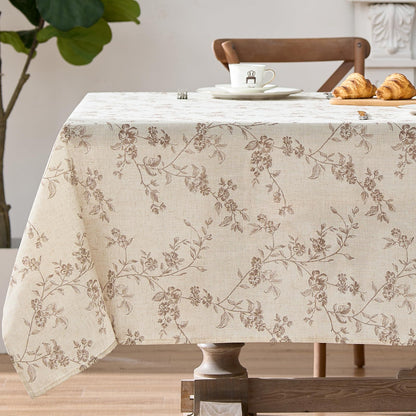 jinchan Black Farmhouse Floral Linen Rectangle Table Cloth 52 x 70 Inch