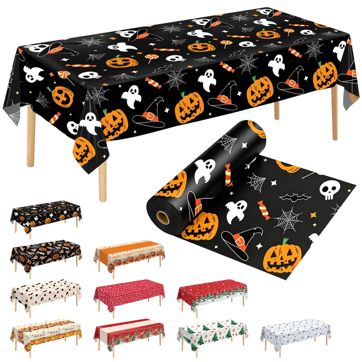 54 Inch X 300 Feet Plastic Table Cover Roll Premium Disposable Plastic Tablecloth for All Type/Shape Tables | Picnic, Party, Banquet, Birthdays, Weddings (Blue, 54 Inch X 300 Feet)