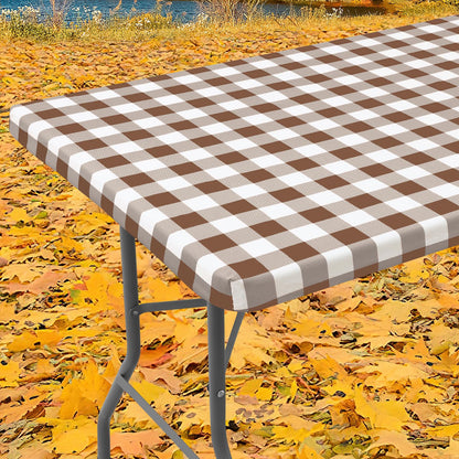 Smiry 6 Foot Picnic Table Cloth, Flannel Backed Fitted Vinyl tablecloths