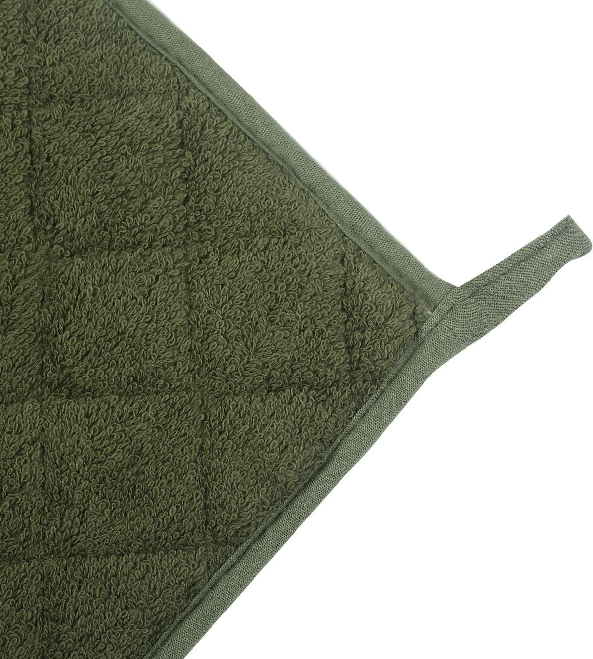 Pot Holders for Kitchen, 100% Cotton Terry Pot Holder Set of 5, Heat Resistant Hot Pads for Cooking, Baking, Hot Dishes and Countertop Protection, Olive Green