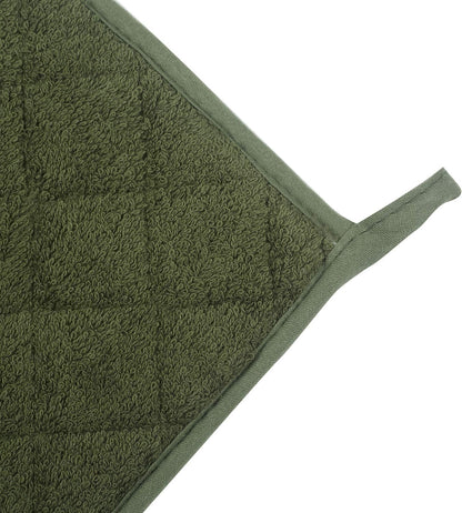 Pot Holders for Kitchen, 100% Cotton Terry Pot Holder Set of 5, Heat Resistant Hot Pads for Cooking, Baking, Hot Dishes and Countertop Protection, Olive Green
