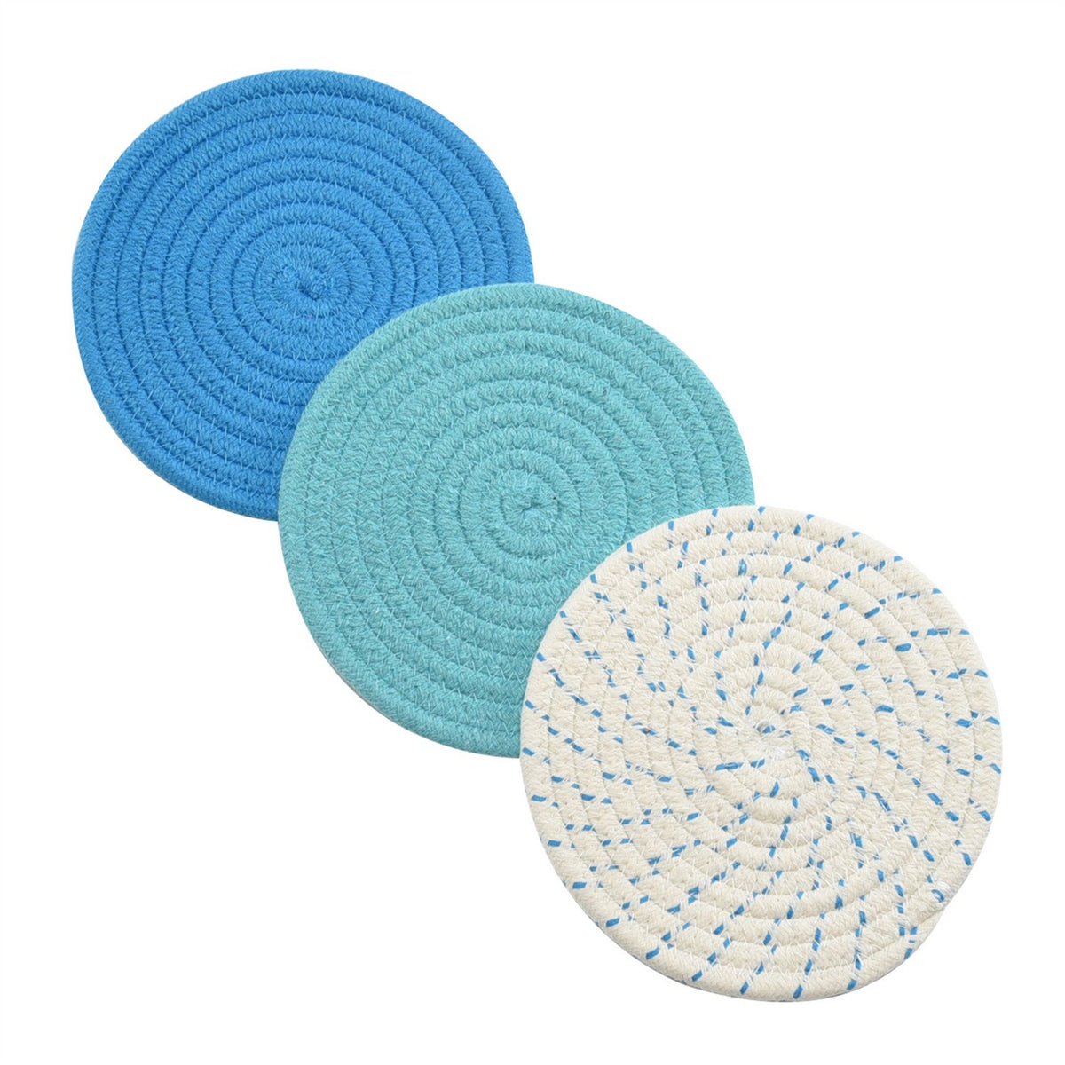 Potholders Set Trivets Set 100% Pure Cotton Thread Weave Hot Pot Holders Set (Set of 3) Stylish Coasters, Hot Pads, Hot Mats,Spoon Rest For Cooking and Baking by Diameter 7 Inches (Gray)