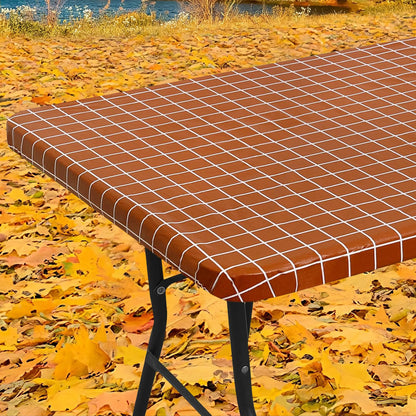 Smiry 6 Foot Picnic Table Cloth, Flannel Backed Fitted Vinyl tablecloths