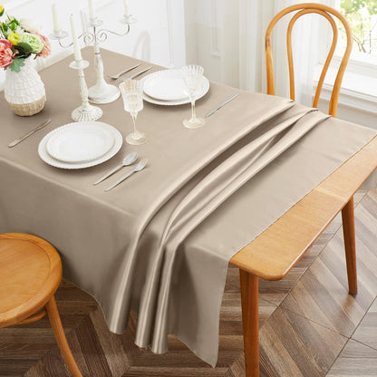 1 Pack Silver Satin Tablecloth, 58 x 102 Inches, Rectangle