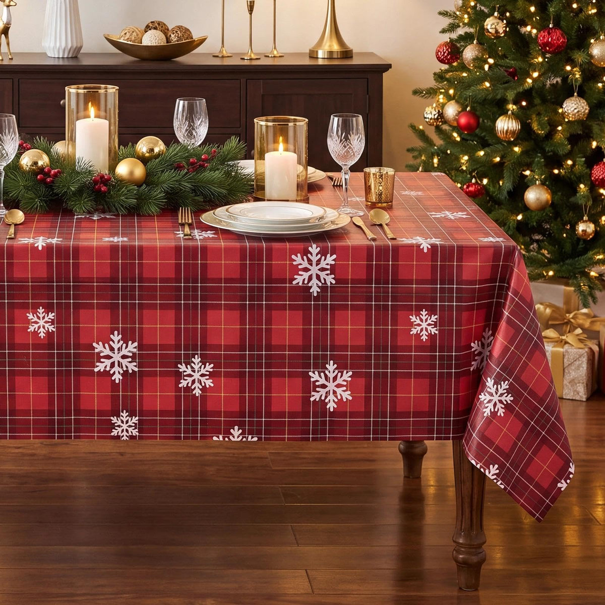 Romanstile Rectangle Vinyl Tablecloth, 100% Waterproof Buffalo Gingham Plastic Table Cloth, Heavy Duty Wipeable Checkered Table Covers for Outdoor, Camping, Picnic, Patio - 54 x 78, Light Blue