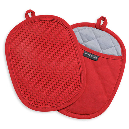 RORECAY 2-Pack Silicone Pot Holders for Kitchen, Hot Pads with Pocket, Gray