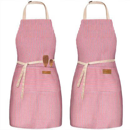 BeLuyi 2 Pack Adjustable Bib Apron with 2 Pockets Chef Cooking Kitchen Restaurant Aprons for Women Men