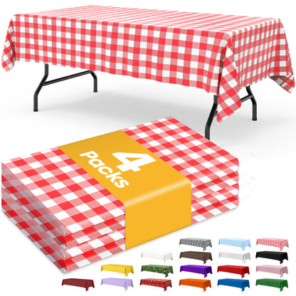 Niuara Black Plastic Table Cloth Disposable, 4 Pack, 54 x 108 in