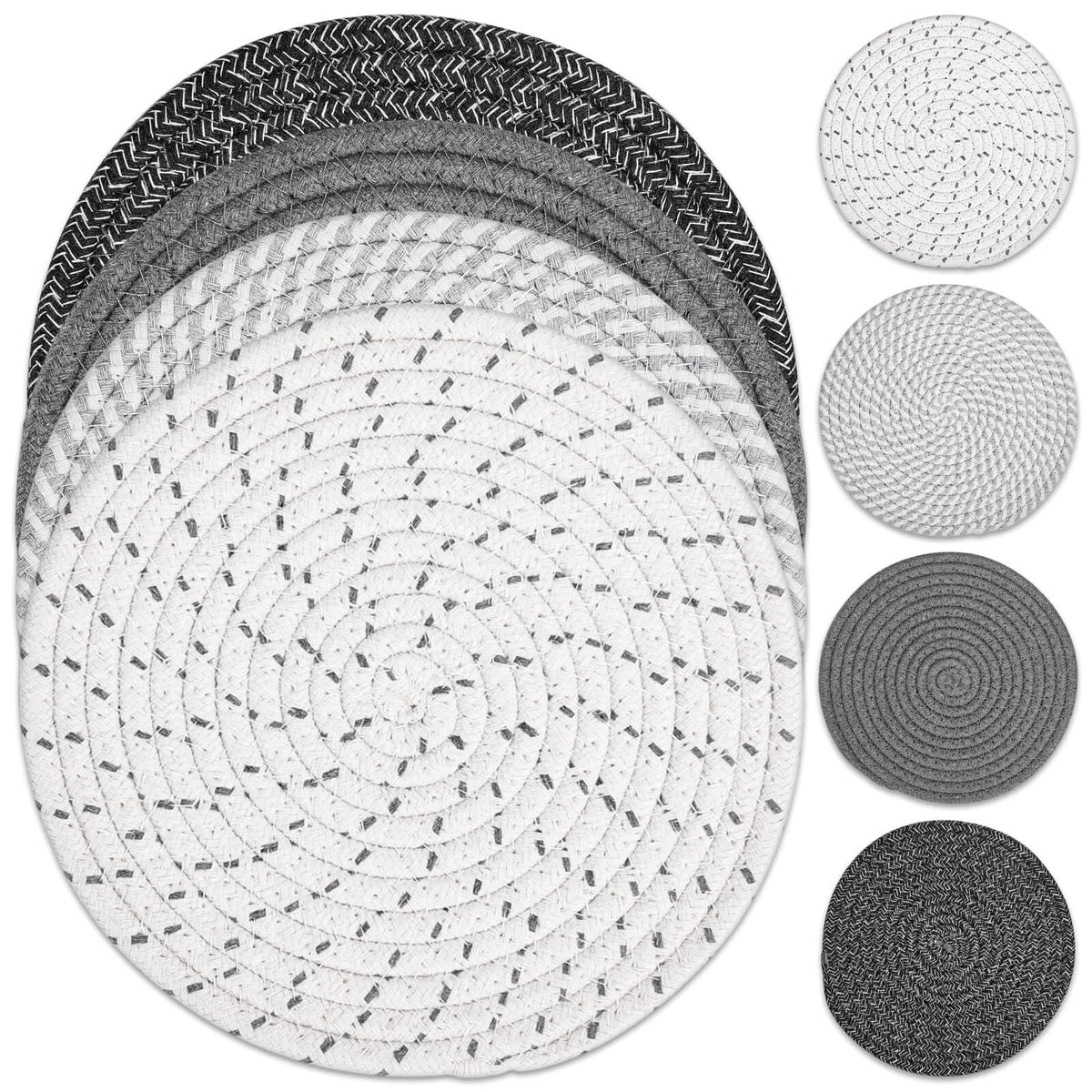 Tidponra Trivet Mats Set for Hot Dishes, 5 Heat Resistant Pot Holders Kitchen Counter, Table, Home Essentials, Anti Stain Hot Pads Plate Mats for Hot pots and Pans, 7 Inches