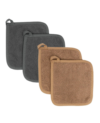 RITZ Terry Potholder & Hot Pad: Unparalleled Heat Resistant, Durable 100% Cotton – Ergonomically Designed for Optimal Grip – Easy-Care Machine Washable – 4-Pack, Federal Blue