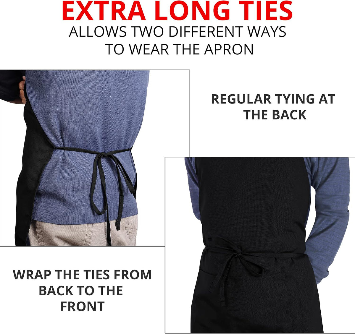 Utopia Kitchen Bib Aprons 2 Pack Adjustable With 2 Pockets 100% Polyester