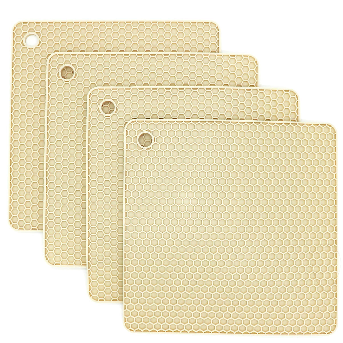 Silicone Trivets for Hot Dishes, Pots and Pans, Hot Pads for Kitchen, Dark Grey Silicone Pot Holders Mats for Kitchen Quartz Counter Heat Resistant Mat, Flexible Trivet Mat Set 4