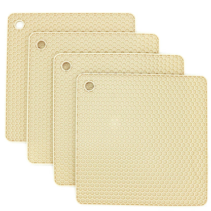 Silicone Trivets for Hot Dishes, Pots and Pans, Hot Pads for Kitchen, Dark Grey Silicone Pot Holders Mats for Kitchen Quartz Counter Heat Resistant Mat, Flexible Trivet Mat Set 4
