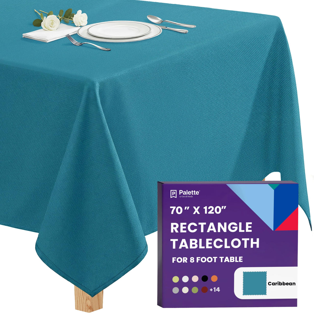 Gee Di Moda Rectangle Tablecloth - 70 x 120 Inch Navy Blue Table Cloth for 6 or 8 Foot Rectangle Tables - Heavy Duty Washable Fabric - for Holiday Party, Dinner, Weddings, Baby Shower & Events