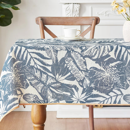 jinchan Black Farmhouse Floral Linen Rectangle Table Cloth 52 x 70 Inch