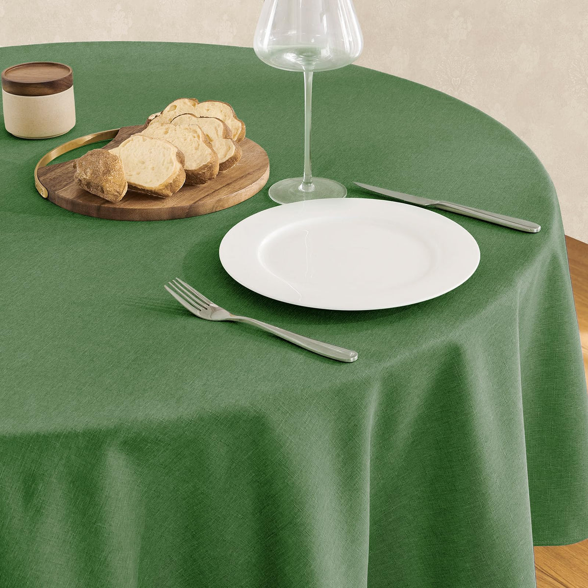 Veblandy Rectangle Tablecloth Linen Textured Waterproof & Stain Resistant Table Cloth Wrinkle Free Decorative Fabric Farmhouse Table Cover for Dining/Party/Buffet/Wedding, 60 x 104 Inch, Sage Green