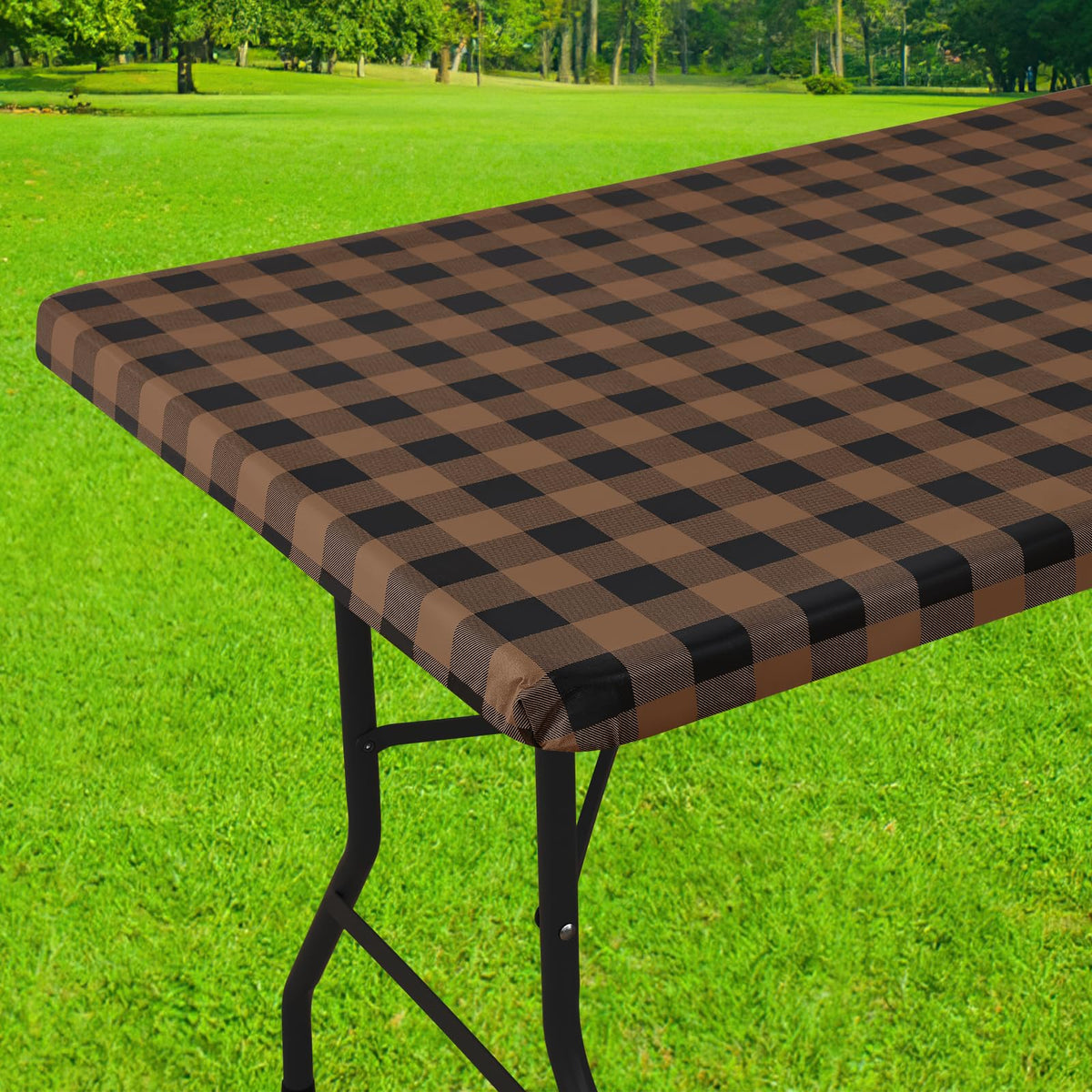Smiry 6 Foot Picnic Table Cloth, Flannel Backed Fitted Vinyl tablecloths