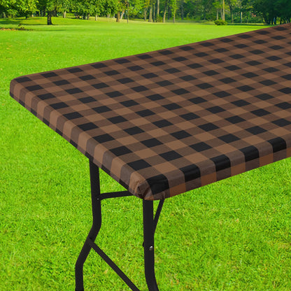 Smiry 6 Foot Picnic Table Cloth, Flannel Backed Fitted Vinyl tablecloths