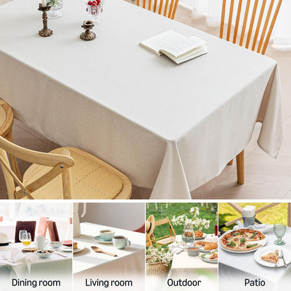 Amazon Basics Rectangle Tablecloths Water-Repellent, Faux Linen Textured Table Cloth Wrinkle Resistant Washable, Decorative Fabric Table Cover for Dining, 60" x 84", Beige, Pack of 2
