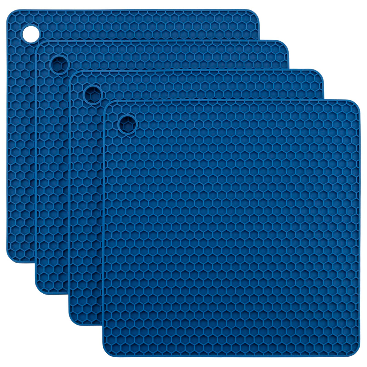 Silicone Trivets for Hot Dishes, Pots and Pans, Hot Pads for Kitchen, Dark Grey Silicone Pot Holders Mats for Kitchen Quartz Counter Heat Resistant Mat, Flexible Trivet Mat Set 4