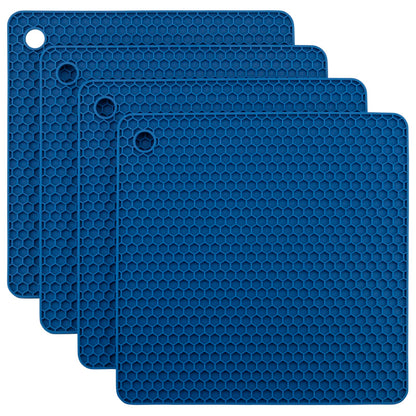 Silicone Trivets for Hot Dishes, Pots and Pans, Hot Pads for Kitchen, Dark Grey Silicone Pot Holders Mats for Kitchen Quartz Counter Heat Resistant Mat, Flexible Trivet Mat Set 4