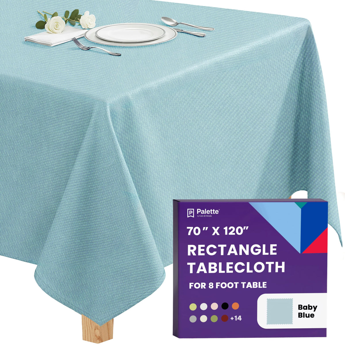Gee Di Moda Rectangle Tablecloth - 70 x 120 Inch Navy Blue Table Cloth for 6 or 8 Foot Rectangle Tables - Heavy Duty Washable Fabric - for Holiday Party, Dinner, Weddings, Baby Shower & Events