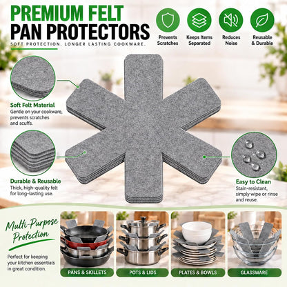 Pan Protectors for Stacking,Set of 18 and 3 Different Size, pan separators Protectors,Pot Protectors Stacking,Pot Pads Anti-Slip to Avoid Scratching or Marring When Stacking