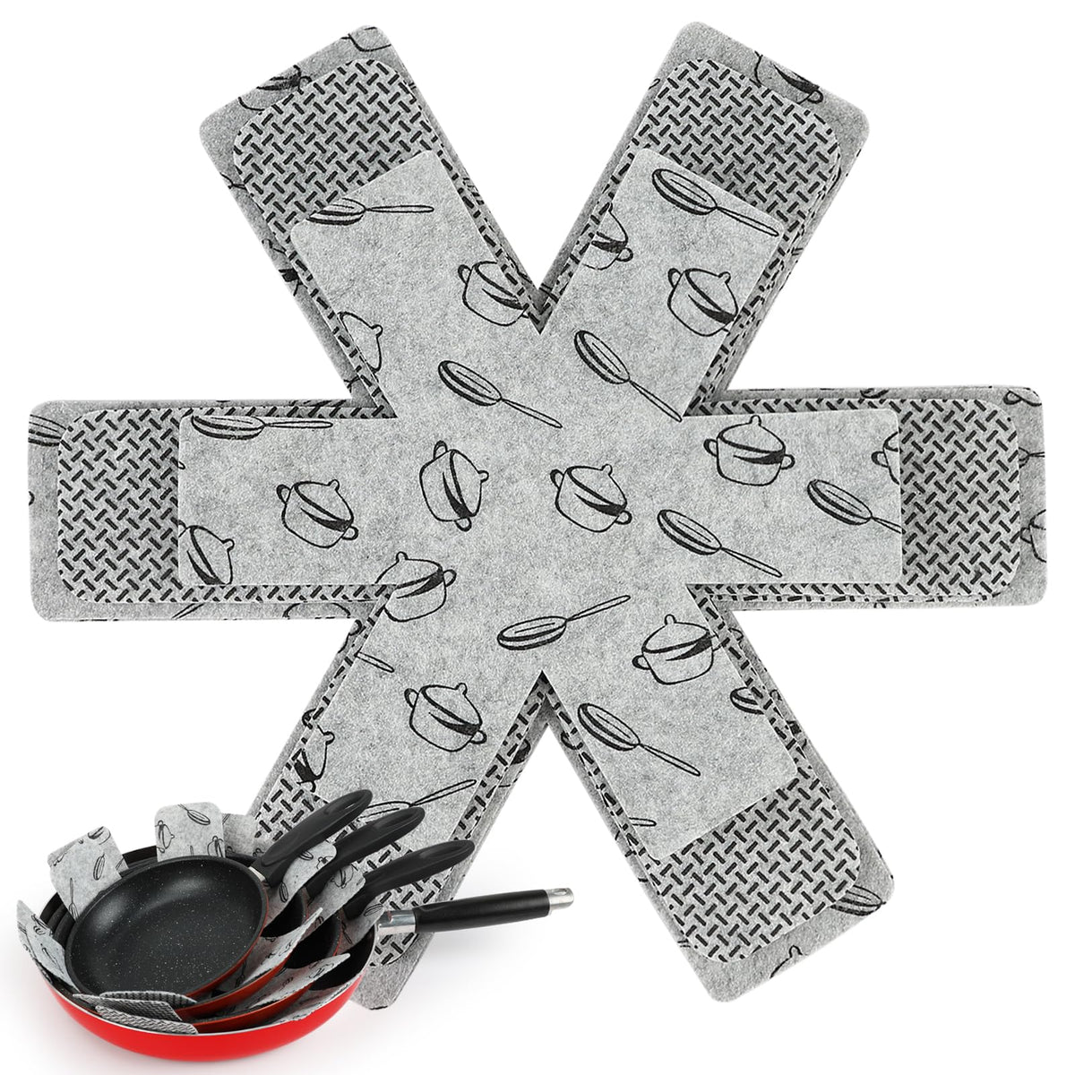 BOYAN Pot and Pan Protectors for Stacking, 6pcs & 3 Sizes, Separator Pads