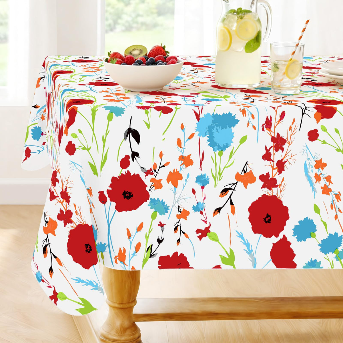 Smiry Rectangle Table Cloth, Waterproof Vinyl Tablecloths with Flannel Backing, Wipeable Spillproof Plastic Table Cover for Dining, Indoor and Outdoor (Champagne, 60 "x 84")