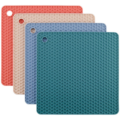Silicone Trivets for Hot Dishes, Pots and Pans, Hot Pads for Kitchen, Dark Grey Silicone Pot Holders Mats for Kitchen Quartz Counter Heat Resistant Mat, Flexible Trivet Mat Set 4