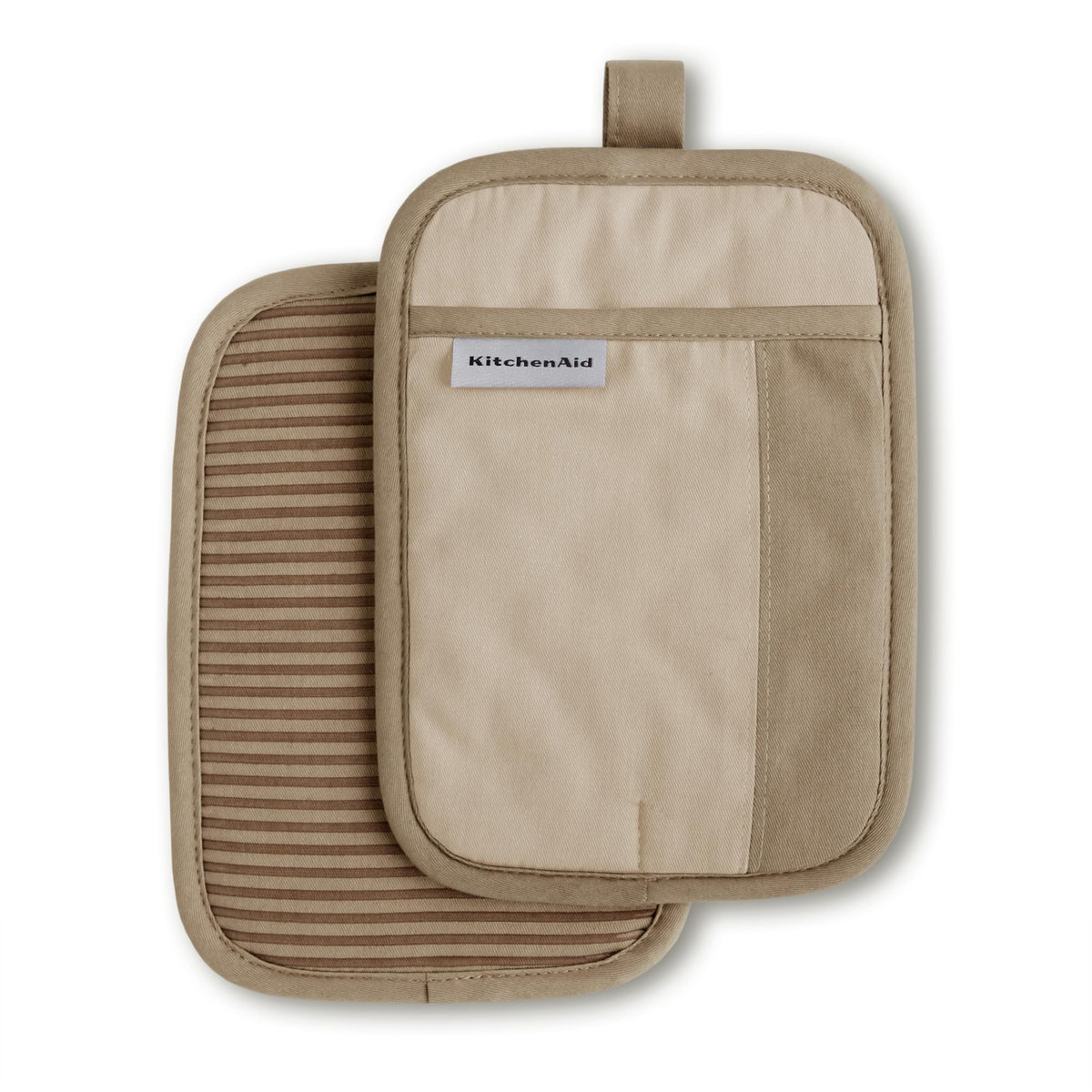 KitchenAid Beacon Two-Tone Non-Slip Pot Holder Set, Milkshake Tan/Beige, 7"x10", 2 Piece