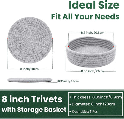 8 Inch Trivets for Hot Dishes, Hot Pots and Pans, 5 Pcs