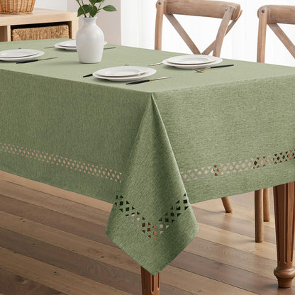 MIULEE Pink Rectangle Tablecloth with Decorative Cutouts 52x70 Inch