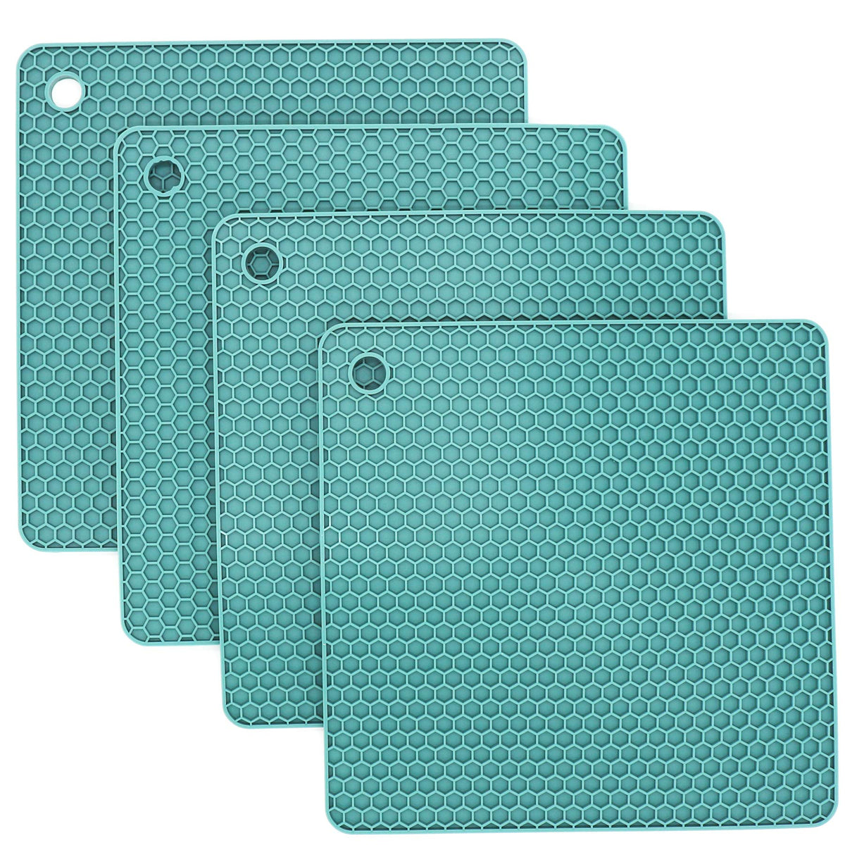 Silicone Trivets for Hot Dishes, Pots and Pans, Hot Pads for Kitchen, Dark Grey Silicone Pot Holders Mats for Kitchen Quartz Counter Heat Resistant Mat, Flexible Trivet Mat Set 4