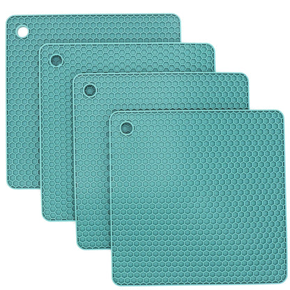 Silicone Trivets for Hot Dishes, Pots and Pans, Hot Pads for Kitchen, Dark Grey Silicone Pot Holders Mats for Kitchen Quartz Counter Heat Resistant Mat, Flexible Trivet Mat Set 4