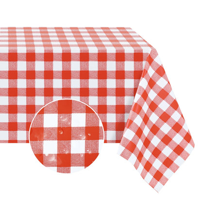 Romanstile Rectangle Vinyl Tablecloth, 100% Waterproof Buffalo Gingham Plastic Table Cloth, Heavy Duty Wipeable Checkered Table Covers for Outdoor, Camping, Picnic, Patio - 54 x 78, Light Blue