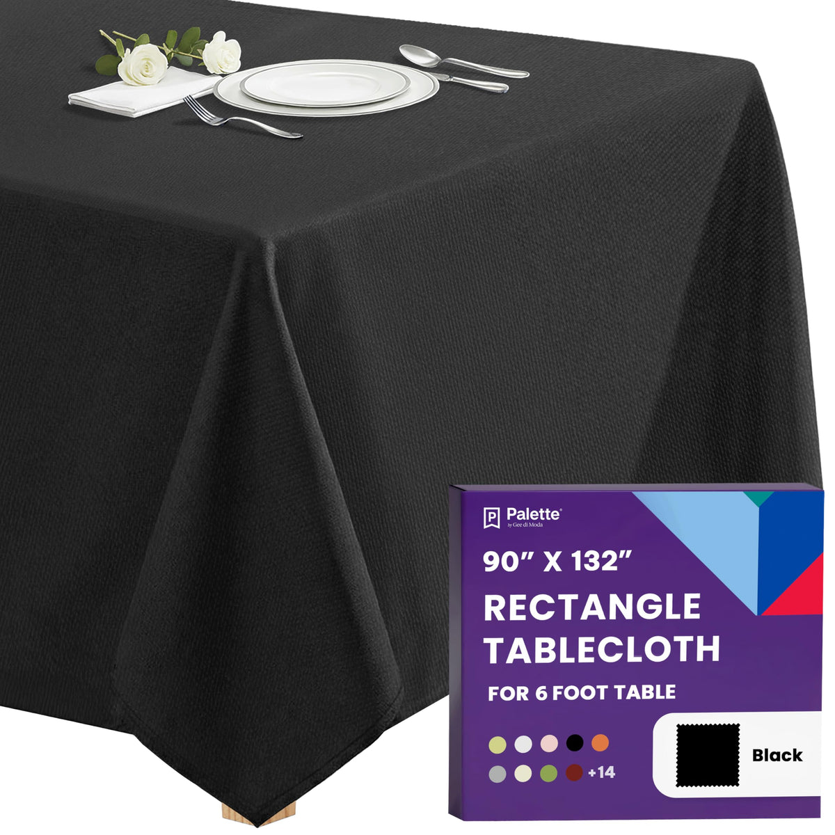 Gee Di Moda Rectangle Tablecloth - 70 x 120 Inch Navy Blue Table Cloth for 6 or 8 Foot Rectangle Tables - Heavy Duty Washable Fabric - for Holiday Party, Dinner, Weddings, Baby Shower & Events