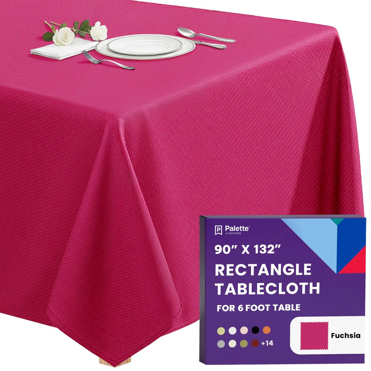 Gee Di Moda Rectangle Tablecloth - 70 x 120 Inch Navy Blue Table Cloth for 6 or 8 Foot Rectangle Tables - Heavy Duty Washable Fabric - for Holiday Party, Dinner, Weddings, Baby Shower & Events