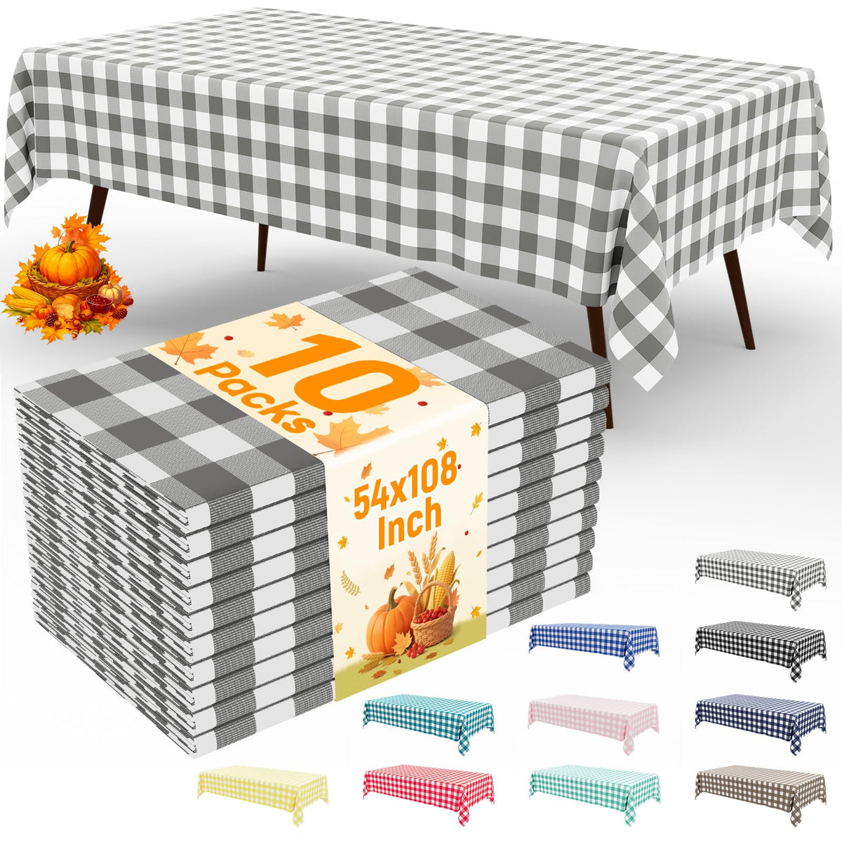 misaya 4 Packs Buffalo Disposable Table Cloth, 54 x 108 Inch Waterproof Plastic Tablecloth, Rectangle Red and White Checkered Table Covers for Picnic, Birthday, Party, Back to School