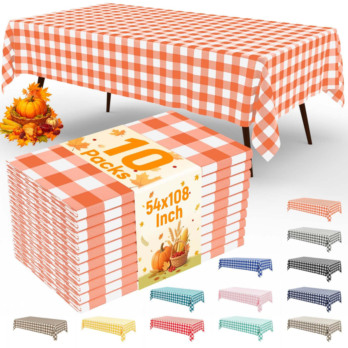 misaya 4 Packs Buffalo Disposable Table Cloth, 54 x 108 Inch Waterproof Plastic Tablecloth, Rectangle Red and White Checkered Table Covers for Picnic, Birthday, Party, Back to School
