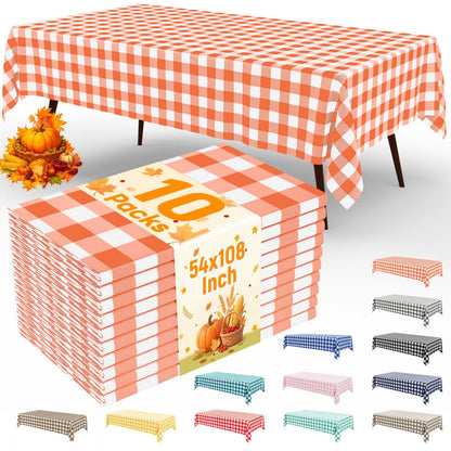 misaya 4 Packs Buffalo Disposable Table Cloth, 54 x 108 Inch Waterproof Plastic Tablecloth, Rectangle Red and White Checkered Table Covers for Picnic, Birthday, Party, Back to School