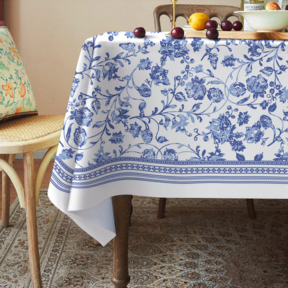 Rectangle Tablecloth - 60 x 120 Inch Blue Bohemia Rustic Tablecloth Classic French Country Printed Table Cover Farmhouse Decoration, Suitable for Home, Kitchen Dining