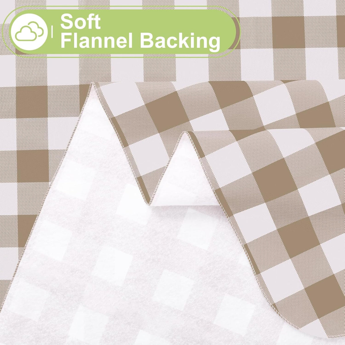 Smiry Picnic Table Cloth, Vinyl Tablecloths with Flannel Backing, 60"x84"
