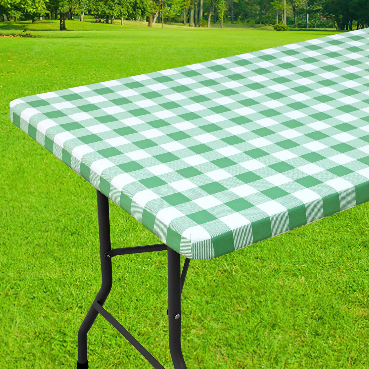 Smiry 6 Foot Picnic Table Cloth, Flannel Backed Fitted Vinyl tablecloths