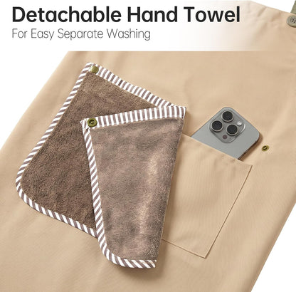 JOYMOOP Apron with Pockets, Detachable Towel, Kitchen Cooking for Women Men
