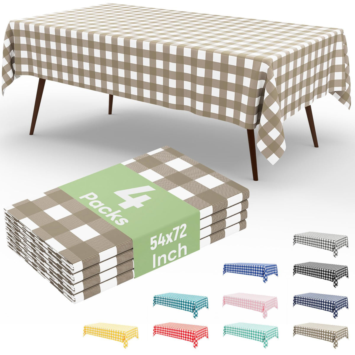 misaya 4 Packs Buffalo Disposable Table Cloth, 54 x 108 Inch Waterproof Plastic Tablecloth, Rectangle Red and White Checkered Table Covers for Picnic, Birthday, Party, Back to School