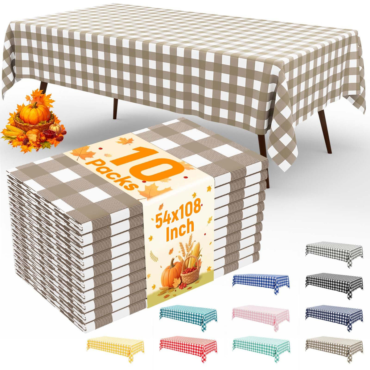 misaya 4 Packs Buffalo Disposable Table Cloth, 54 x 108 Inch Waterproof Plastic Tablecloth, Rectangle Red and White Checkered Table Covers for Picnic, Birthday, Party, Back to School