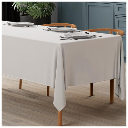WEALUXE White Table Cloths for 6 Foot Rectangle Tables, 2-Pack, 60x102 inches, Water, Stain and Wrinkle Resistant, 200 GSM Washable Poly Fabric Tablecloths Rectangular, Elegant and Durable