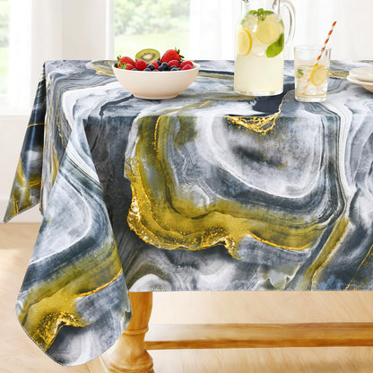 Smiry Rectangle Table Cloth, Waterproof Vinyl Tablecloths with Flannel Backing, Wipeable Spillproof Plastic Table Cover for Dining, Indoor and Outdoor (Champagne, 60 "x 84")